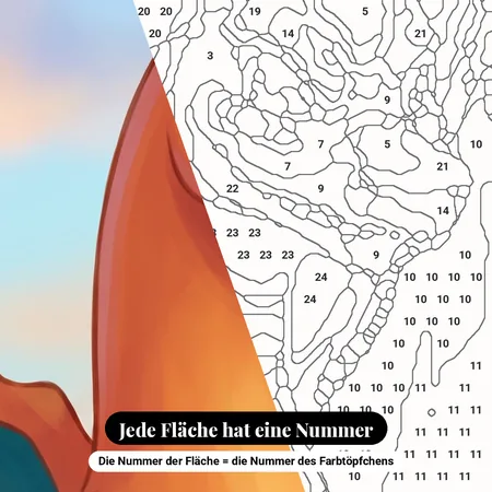 Malen nach Zahlen Glurak mit stolzem Blick – nummerierte Leinwand zum Malen