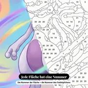 Malen nach Zahlen Mewtu psychische Energie Regenbogen – Nahaufnahme der nummerierten Leinwand