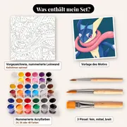 Malen nach Zahlen Quajutsu Pokémon-Porträt – Set-Inhalt: vorgezeichnete Leinwand, Farben, Pinsel