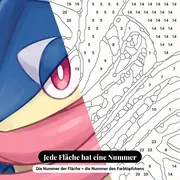 Malen nach Zahlen Quajutsu Pokémon-Porträt – Nahaufnahme der nummerierten Leinwand