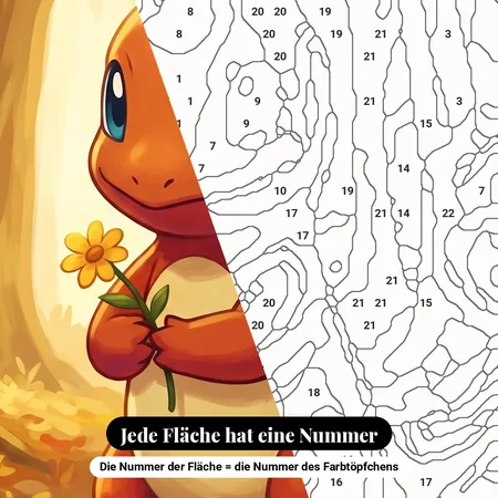 Malen nach Zahlen Glumanda mit einer Blume im Wald – nummerierte Leinwand zum Malen
