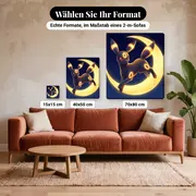 Malen nach Zahlen Nachtara springend vor dem Mond – verfügbare Formate im Größenvergleich zu einem Sofa