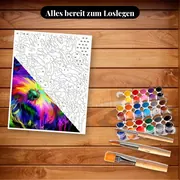 Malen nach Zahlen Yorkshire Terrier Pop-Art – Set bereit zum Loslegen auf dem Tisch