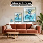Malen nach Zahlen Aquali Aquarell – verfügbare Formate im Größenvergleich zu einem Sofa