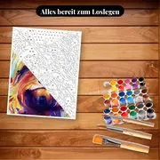 Malen nach Zahlen Yorkshire Terrier Pop-Art bunt – Set bereit zum Loslegen auf dem Tisch