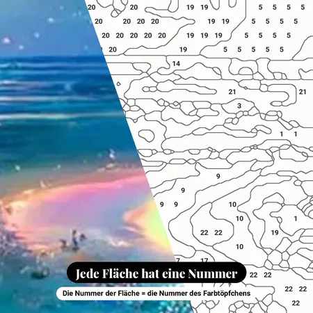 Malen nach Zahlen Mond und türkisfarbenes Meer – nummerierte Leinwand zum Malen
