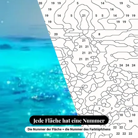 Malen nach Zahlen Vollmond über dem Meer – nummerierte Leinwand zum Malen