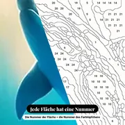 Malen nach Zahlen Delfin unter Wasser in einem Abgrund – Nahaufnahme der nummerierten Leinwand