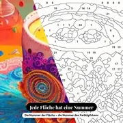 Malen nach Zahlen Teetasse und Gebäck im Pop-Art-Stil – Nahaufnahme der nummerierten Leinwand