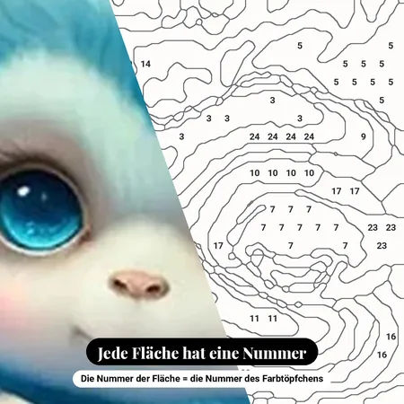 Malen nach Zahlen Baby-Affe in Blau mit Blumenkranz – nummerierte Leinwand zum Malen