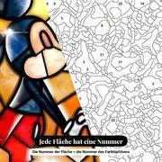 Malen nach Zahlen Micky und Minnie als Glasmalerei – Nahaufnahme der nummerierten Leinwand