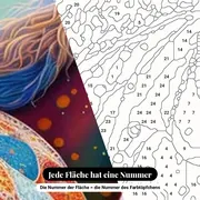 Malen nach Zahlen buntes Pferd und Mond – Nahaufnahme der nummerierten Leinwand