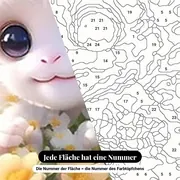 Malen nach Zahlen Schaf: Lamm mit einem Blumenkorb – Nahaufnahme der nummerierten Leinwand