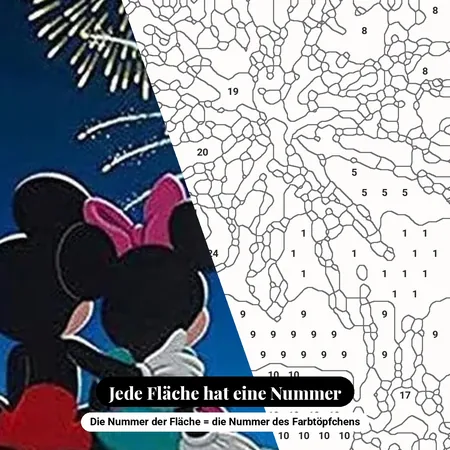 Malen nach Zahlen Micky und Minnie vor dem Schloss – nummerierte Leinwand zum Malen
