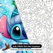 Malen nach Zahlen Stitch im Schnee mit Schneemann – Nahaufnahme der nummerierten Leinwand