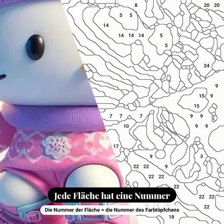 Malen nach Zahlen Hello Kitty Snowboard mit violetter Mütze – nummerierte Leinwand zum Malen