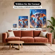 Malen nach Zahlen Dobby und seine Socke vor Hogwarts – verfügbare Formate im Größenvergleich zu einem Sofa
