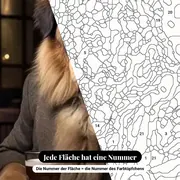 Malen nach Zahlen Leonberger im Pub – Nahaufnahme der nummerierten Leinwand