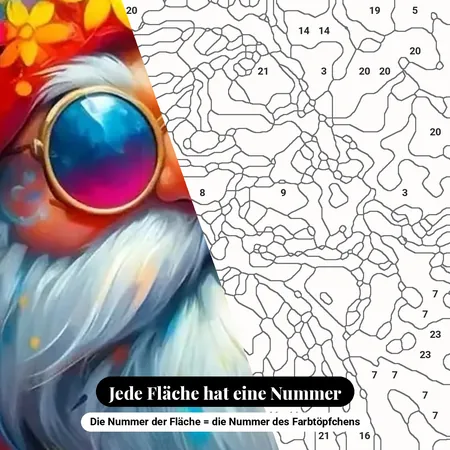 Malen nach Zahlen Hippie-Gartenzwerg mit Joint – nummerierte Leinwand zum Malen