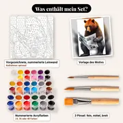 Malen nach Zahlen Braunbär auf der Toilette liest Zeitung – Set-Inhalt: vorgezeichnete Leinwand, Farben, Pinsel