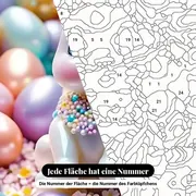Malen nach Zahlen Osterhase mit pastellblauen Eiern – Nahaufnahme der nummerierten Leinwand