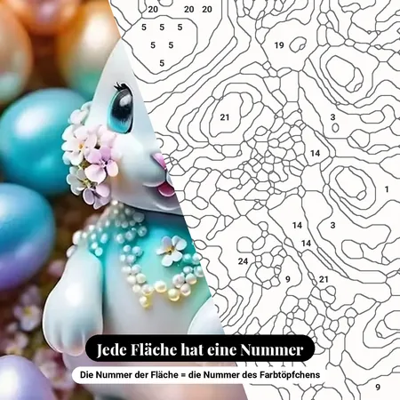 Malen nach Zahlen Osterhase mit lila Eiern – nummerierte Leinwand zum Malen