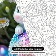 Malen nach Zahlen Osterhase mit Ei und Gänseblümchen – Nahaufnahme der nummerierten Leinwand