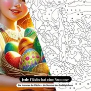 Malen nach Zahlen kleines Mädchen und Ostereier – Nahaufnahme der nummerierten Leinwand
