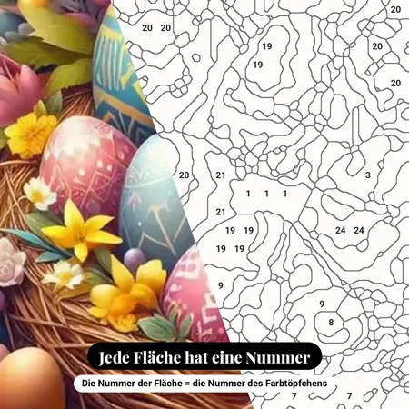 Malen nach Zahlen Ostereier im Blumennest – nummerierte Leinwand zum Malen
