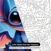 Malen nach Zahlen Lilo &amp; Stitch mit Drachenflügeln und Vollmond – Nahaufnahme der nummerierten Leinwand