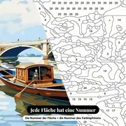 Malen nach Zahlen Venedig – Gondel auf dem Kanal mit Steinbrücke – Nahaufnahme der nummerierten Leinwand