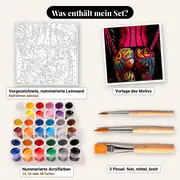 Malen nach Zahlen Pop-Art-Frau im Korsett und Comic – Set-Inhalt: vorgezeichnete Leinwand, Farben, Pinsel