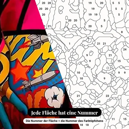 Malen nach Zahlen Pop-Art-Frau im Korsett und Comic – nummerierte Leinwand zum Malen
