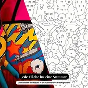 Malen nach Zahlen Pop-Art-Frau im Korsett und Comic – Nahaufnahme der nummerierten Leinwand