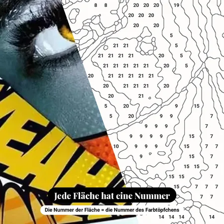 Malen nach Zahlen Frauenblick Pop-Art Comic – nummerierte Leinwand zum Malen