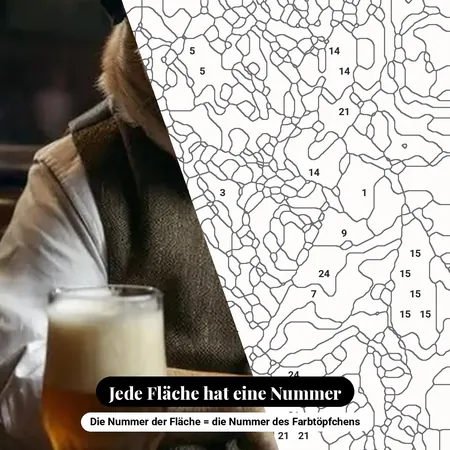Malen nach Zahlen Mops im Anzug in einem Pub – nummerierte Leinwand zum Malen