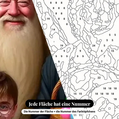 Malen nach Zahlen Harry Potter Dumbledore und Snape an Ostern – nummerierte Leinwand zum Malen