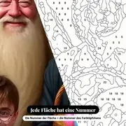 Malen nach Zahlen Harry Potter Dumbledore und Snape an Ostern – Nahaufnahme der nummerierten Leinwand