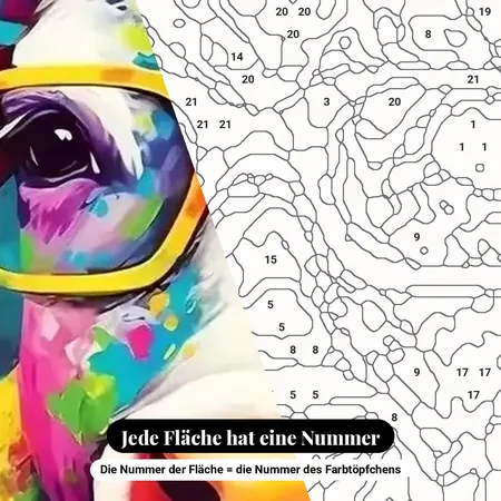 Malen nach Zahlen bunte Kuh mit Brille – nummerierte Leinwand zum Malen