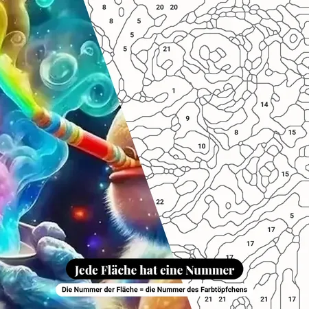 Malen nach Zahlen Pop-Art-Schimpanse mit bunten Rauchschwaden – nummerierte Leinwand zum Malen