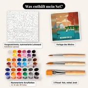 Malen nach Zahlen Städte: Vintage-Poster Washington D.C. – Set-Inhalt: vorgezeichnete Leinwand, Farben, Pinsel