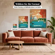 Malen nach Zahlen Städte: Vintage-Poster Washington D.C. – verfügbare Formate im Größenvergleich zu einem Sofa
