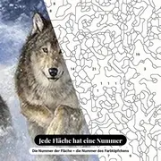 Malen nach Zahlen Drei Wölfe rennen durch den Schnee – Nahaufnahme der nummerierten Leinwand