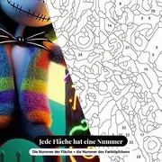 Malen nach Zahlen Jack Skellington Buchstabe K – Nahaufnahme der nummerierten Leinwand