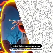 Malen nach Zahlen Jack Skellington mit Neon-Null – Nahaufnahme der nummerierten Leinwand
