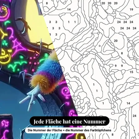 Malen nach Zahlen Jack Skellington Buchstabe S Neon – nummerierte Leinwand zum Malen