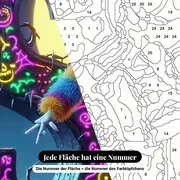 Malen nach Zahlen Jack Skellington Buchstabe S Neon – Nahaufnahme der nummerierten Leinwand