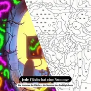 Malen nach Zahlen Jack Skellington Neon und Halloween-Kürbis – Nahaufnahme der nummerierten Leinwand
