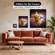 Malen nach Zahlen Pikachu im Weltraum – verfügbare Formate im Größenvergleich zu einem Sofa