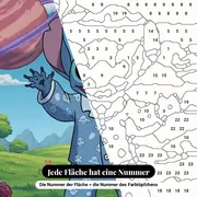 Malen nach Zahlen Lilo &amp; Stitch: Stitch im Schlafanzug mit Planeten – Nahaufnahme der nummerierten Leinwand